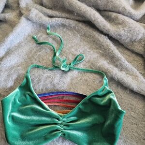 Vibrant Green Velvet Crop Top